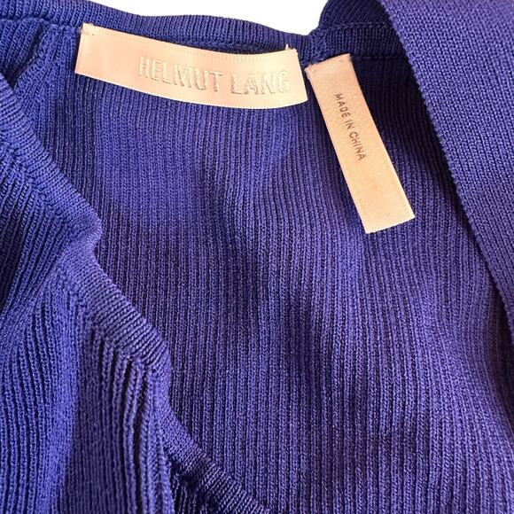 Helmut Lang Royal Blue Raglan Asymmetric Rib Knit Top - Picture 6 of 7